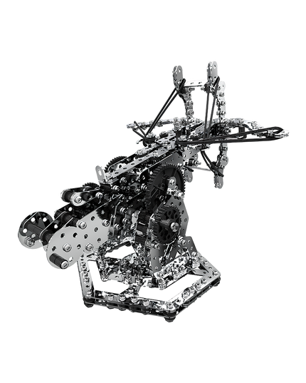 Highly detailed helicopter 3D puzzle metal model built from DIY Metal Kits, featuring rotating blades, landing gear, and alloy framework for mechanical design enthusiasts