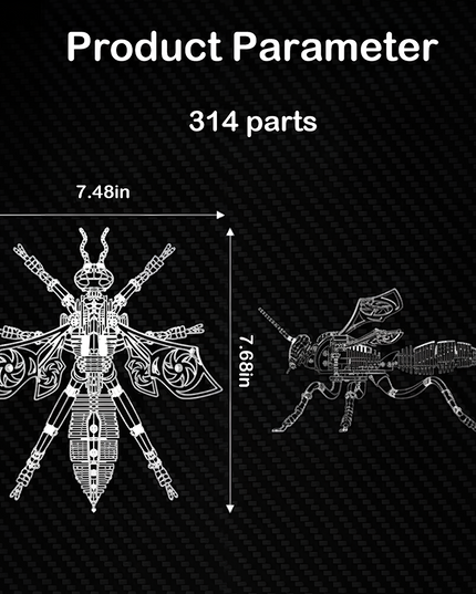 In terms of size, it measures 7.48in (width) × 7.68in (height) from the top-down perspective, and 3.03in (height) from the side view. The dimensions suggest a substantial, visually impactful finished product, making it a standout decorative piece or collectible for enthusiasts of mechanical art and steampunk/cyberpunk styles.
