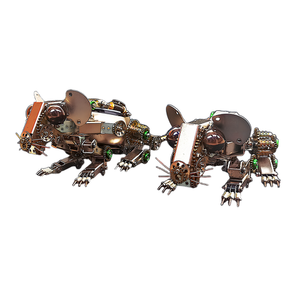 Steampunk Mechanical Mouse 3D Puzzle Metal Kit  - An engaging DIY project for mechanics and steampunk lovers, this self-assembled set presents two mechanical mice with metallic components, intricate gear-driven mechanisms, and vintage-inspired designs in distinct styles. They are desk-worthy pieces that blend engineering precision with artistic creativity, perfect for enthusiasts seeking a unique, dual-themed build and a distinctive display.