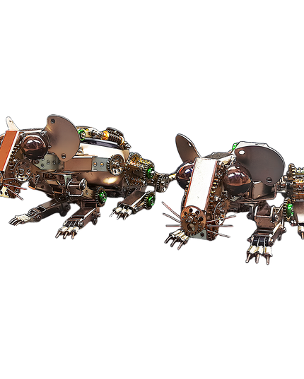 Steampunk Mechanical Mouse 3D Puzzle Metal Kit  - An engaging DIY project for mechanics and steampunk lovers, this self-assembled set presents two mechanical mice with metallic components, intricate gear-driven mechanisms, and vintage-inspired designs in distinct styles. They are desk-worthy pieces that blend engineering precision with artistic creativity, perfect for enthusiasts seeking a unique, dual-themed build and a distinctive display.