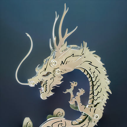 Tablefunny Blue Dragon Metal Assembly Model 3D Stainless Steel Puzzle Toy