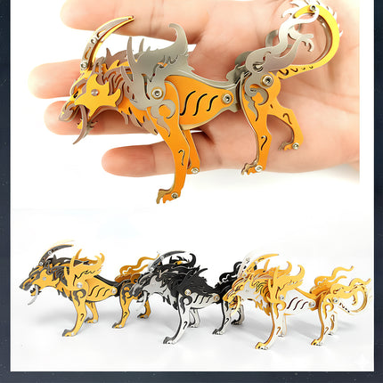 Tablefunny Siberian Wolf King DIY Metal Kit Model, Fun Desktop Display