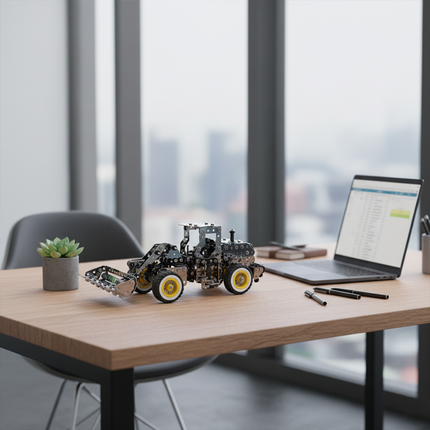 This Mechanical Loader (Bulldozer) 3D Metal Puzzle Kit from Table Funny features an interlocking metal part design with yellow-and-white-accented wheels, replicating the structure of a mechanically textured loader.able Funny specializes in creating interactive, screen-free build-and-play kits that merge mechanical engineering aesthetics with realistic engineering loader designs.