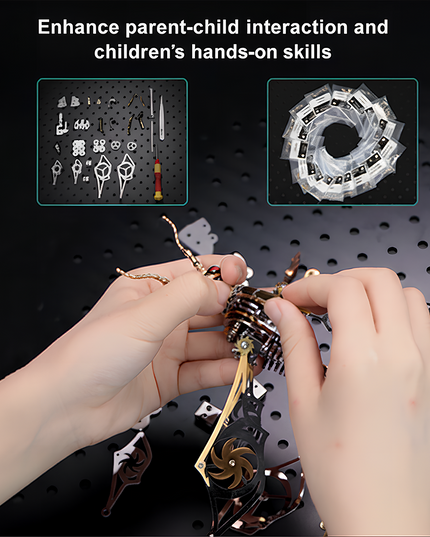 It comes with diverse components (including metal parts, gears, and tools) and neatly packaged pieces, providing a rich assembly experience.
The hands-on assembly process not only enhances collaboration and communication between parents and children but also cultivates children’s fine motor skills, spatial cognition, and problem-solving abilities.
It’s an ideal choice for family bonding activities, combining educational value with the fun of mechanical art creation.