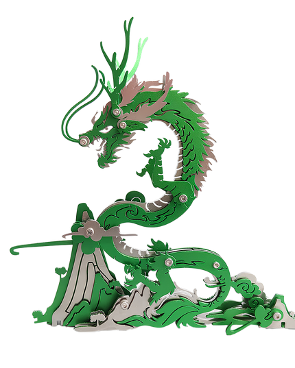 Tablefunny Blue Dragon Metal Assembly Model 3D Stainless Steel Puzzle Toy