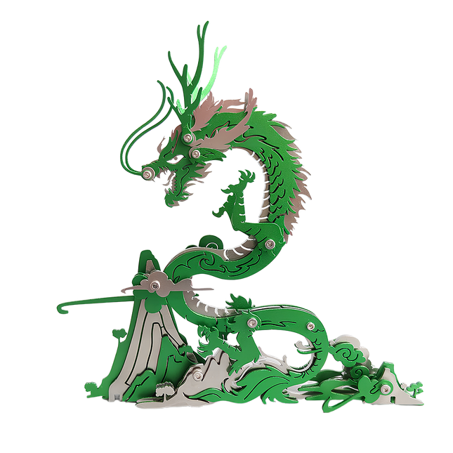 Tablefunny Blue Dragon Metal Assembly Model 3D Stainless Steel Puzzle Toy