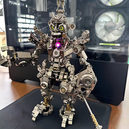  Detailed 3D metal puzzle construction, "Hou Xili," with individual parts laid out, emphasizing the intricate and engaging building process.