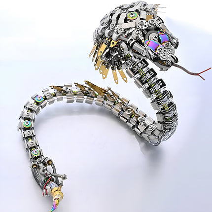 Top-down view of the "Mechanical Viper Shadow (Cobra)" metal model kit, highlighting its full articulated body and coiled posture.