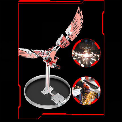Mechanical Bird 3D Puzzle Metal Kit - A captivating DIY toy for mechanics and art enthusiasts, this self-assembled piece showcases a mechanical bird with red metallic wings, crafted through precision processes like laser cutting and metal grinding. It embodies the fusion of mechanical engineering and artistic design, inviting you to craft a table funny piece of dynamic mechanical artistry with precision and creative sensibility.