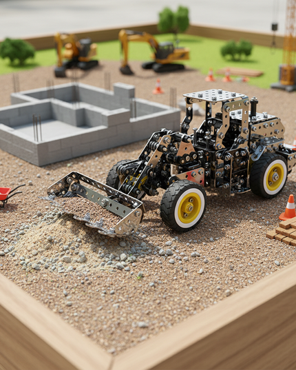 This Mechanical Loader (Bulldozer) 3D Metal Puzzle Kit from Table Funny features an interlocking metal part design with yellow-and-white-accented wheels, replicating the structure of a mechanically textured loader.Table Funny specializes in creating interactive, screen-free build-and-play kits that merge mechanical engineering aesthetics with realistic engineering loader designs.