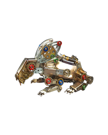 Mechanical Rabbit 3D Puzzle Metal Kit by Table Funny - A vibrant DIY project for mechanics and steampunk lovers, this self-assembled creation presents a mechanical mouse with metallic components, colorful gear-driven mechanisms, and vintage-inspired design. It’s a desk-worthy Table Funny signature piece that blends engineering precision with artistic creativity, ideal for those seeking a colorful build and a distinctive display.