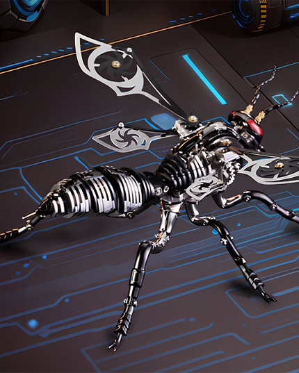 This Cyberpunk Mechanical Wasp 3D Puzzle Metal Kit features a sleek black-and-silver design with mechanical details and futuristic wing patterns. Set against a tech-inspired background, the finished product, with its intricate structures and dynamic pose, serves as a striking focal point for your display or funny table. Blending insect aesthetics with cyberpunk industrial art, it’s ideal for sci-fi lovers and puzzle enthusiasts, adding a unique mechanical and futuristic charm to your space.