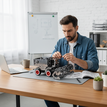 This Mechanical Harvester 3D Metal Puzzle Kit from Table Funny features an interlocking metal part design with red-and-white-accented wheels, replicating the structure of a mechanically textured harvester.Table Funny specializes in creating interactive, screen-free build-and-play kits that merge mechanical engineering aesthetics with realistic harvester designs.