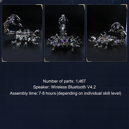 Dive into an epic DIY experience with the Steampunk Mechanical Scorpion 3D Puzzle Metal Kit with Bluetooth Speaker—a fusion of intricate engineering, steampunk art, and functional tech. Boasting 1,467 precision parts, this kit challenges you to assemble a highly detailed mechanical scorpion with a built-in Wireless Bluetooth V4.2 Speaker. Expect a rewarding build time of 7-8 hours (varying by skill level), resulting in a piece that’s as much a sound system as it is a desk-centerpiece-worthy work of art