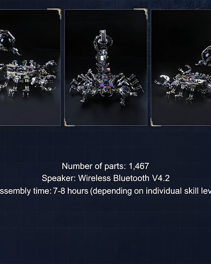 Dive into an epic DIY experience with the Steampunk Mechanical Scorpion 3D Puzzle Metal Kit with Bluetooth Speaker—a fusion of intricate engineering, steampunk art, and functional tech. Boasting 1,467 precision parts, this kit challenges you to assemble a highly detailed mechanical scorpion with a built-in Wireless Bluetooth V4.2 Speaker. Expect a rewarding build time of 7-8 hours (varying by skill level), resulting in a piece that’s as much a sound system as it is a desk-centerpiece-worthy work of art