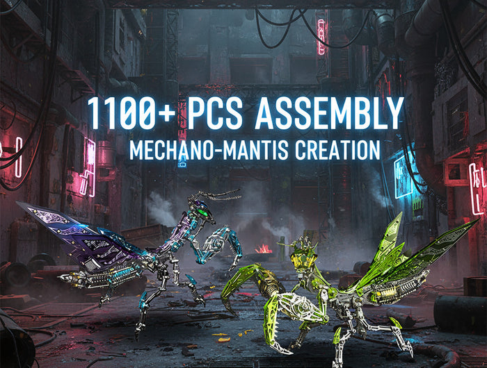 DIY 3D puzzle Metal Kits - 1100+ PCS Mechano-Mantis metal model, intricate desktop assembly toy for funny table decor