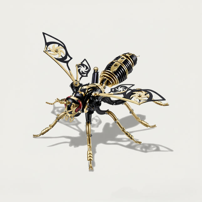 Steampunk metal insect model kit, a challenging 3D mechanical puzzle for adults.