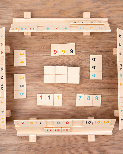 Tablefunny Large Size Wooden Number Card Game Set | Family-Friendly Rummikub Style Strategy Game