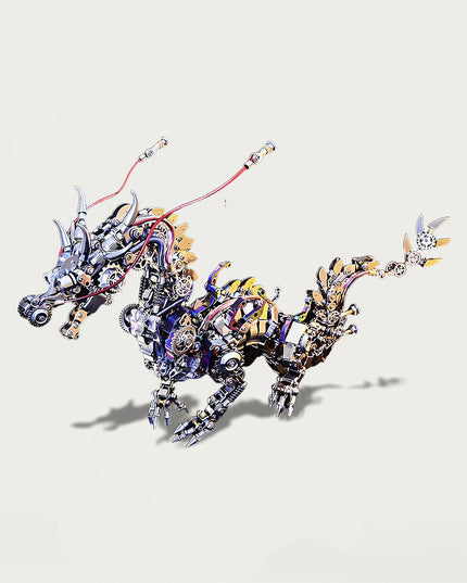 Mythical Mechanical Dragon 3D puzzle Metal Kits - Embark on fun and challenging DIY assembly with grandiose mechanical details, a magnificent and oriental-steampunk premium metal model perfect for impressive corporate lounge decor, captivating display, and a symbolic art collection beyond ordinary funny table applications