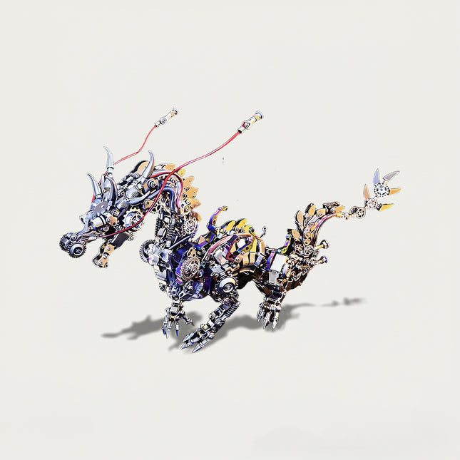 Mythical Mechanical Dragon 3D puzzle Metal Kits - Embark on fun and challenging DIY assembly with grandiose mechanical details, a magnificent and oriental-steampunk premium metal model perfect for impressive corporate lounge decor, captivating display, and a symbolic art collection beyond ordinary funny table applications
