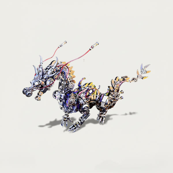 Mythical Mechanical Dragon 3D puzzle Metal Kits - Embark on fun and challenging DIY assembly with grandiose mechanical details, a magnificent and oriental-steampunk premium metal model perfect for impressive corporate lounge decor, captivating display, and a symbolic art collection beyond ordinary funny table applications