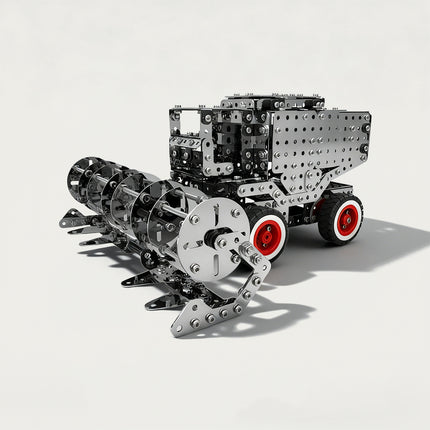 Agricultural Harvester 3D puzzle Metal Kits - DIY assembled table funny model, a mechanical farm vehicle with specialized, intricate, and detailed harvesting components, offering fun and challenging assembly, and precise metal artistry for unique desktop decoration