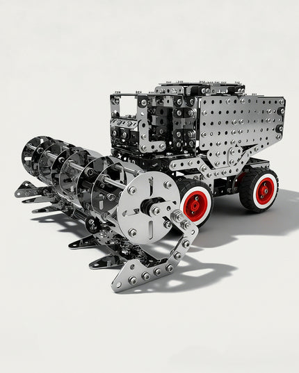 Agricultural Harvester 3D puzzle Metal Kits - DIY assembled table funny model, a mechanical farm vehicle with specialized, intricate, and detailed harvesting components, offering fun and challenging assembly, and precise metal artistry for unique desktop decoration