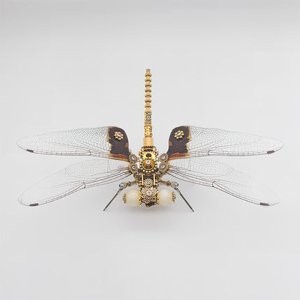 Funny Table Craft Piece - 3D Puzzle Metal Kits DIY Steampunk Dragonfly Metal Model: Assemble Delicate Parts (Pearl Eyes, Layered Gears) for an Elegant Desk Decor