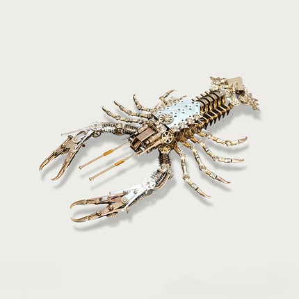 Steampunk - Cyberpunk Mechanical Pliers DIY 3D Puzzle Metal Model: Gold & Silver Gears + Articulated Limbs, a fun desktop decoration for handmade collectors.