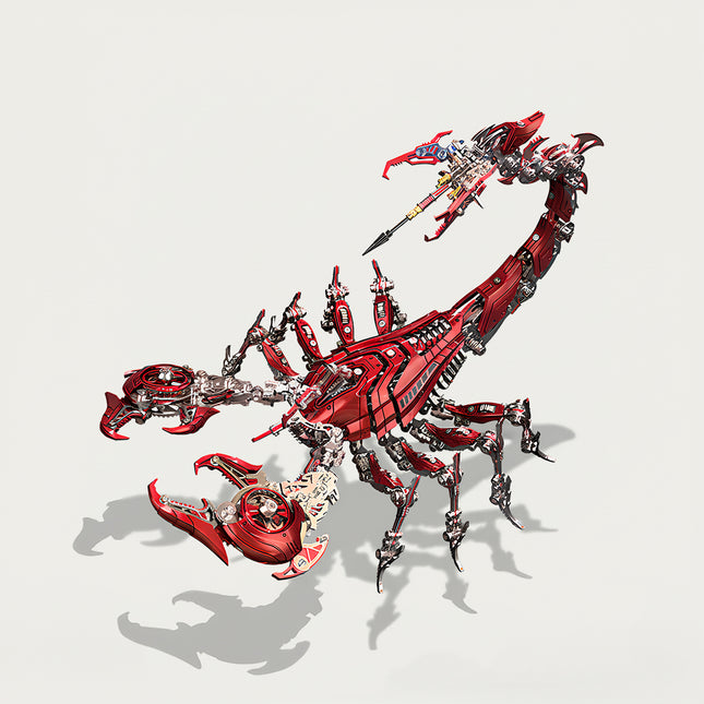 Gear-Detailed Red Mechanical Scorpion 3D Metal Puzzle - Interlocking Panel DIY Metal Kits with Intricate Joints for Detail-Obsessed Funny Table Collectors