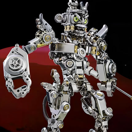  Close-up of the "Monkey King 2" metal model kit, showcasing its detailed torso, arms, and head with green eyes.