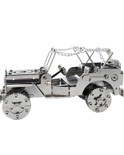 Tablefunny 3D Assembly Stainless Steel Jeep Model, Creative Car Decorative Piece