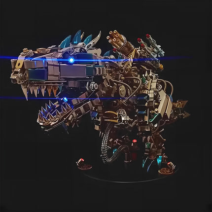 Steampunk style **Mechanical Tyrannosaurus** **3D metal puzzle** with colorful lighting effects and intricate back armor.
