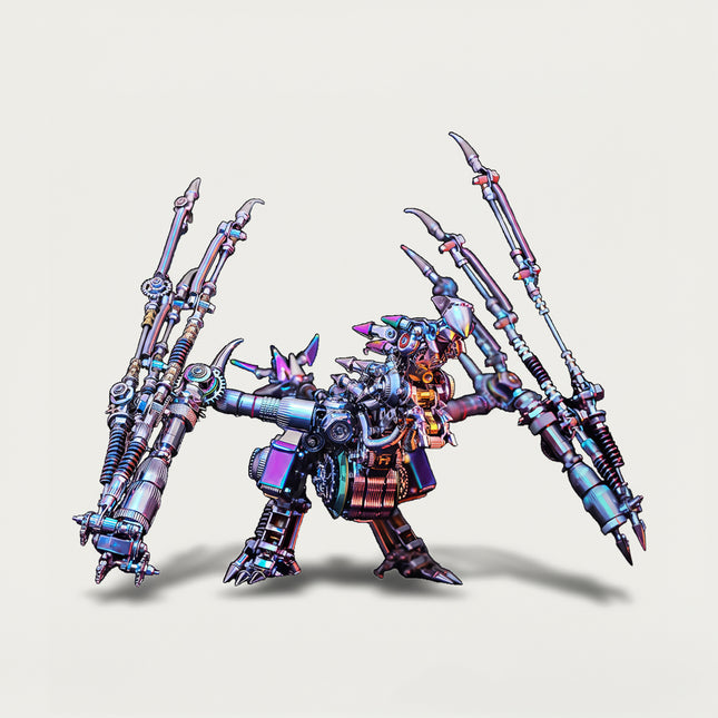 Punk Mech Beast 3D Puzzle Metal Kit - Take on a fun and challenging DIY assembly project featuring dazzling rainbow-hued mechanical details. This premium metal model exudes futuristic and tech-forward aesthetics, perfect for trending sci-fi themed bar decor, immersive displays, or as a standout piece for your fun desk setup. Elevate your everyday decor into a groundbreaking collectible.