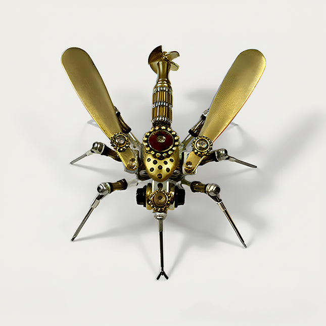 Steampunk mosquito metal model 3D puzzle kit for funny table decor. DIY metal insect craft for adults