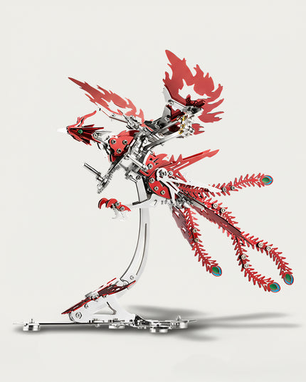 Crimson Phoenix 3D puzzle Metal Kits - Premium metal craft with fiery design, offering fun and challenging DIY assembly, a robust metal model ideal for playful interaction, eye-catching funny table decoration, and distinctive artistic collection