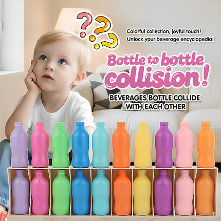Curious toddlers explore the Tablefunny Bottle Clash game, where 12 vibrant soft drink bottles are ready to collide, delivering endless fun and sensory experiences