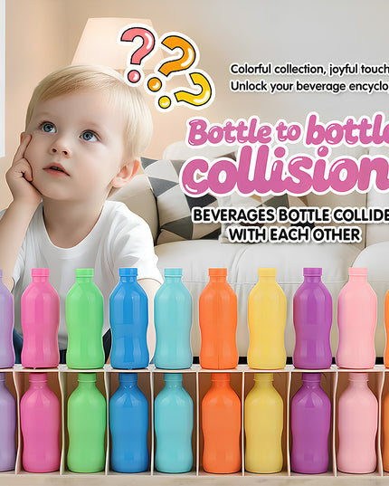 Curious toddlers explore the Tablefunny Bottle Clash game, where 12 vibrant soft drink bottles are ready to collide, delivering endless fun and sensory experiences