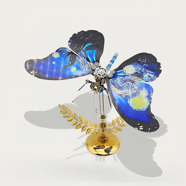 Artistic mechanical butterfly 3D puzzle metal kits - finished diy funny table ornament with Starry Night wing pattern