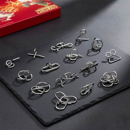 Metal puzzle rings collection, a classic funny table brain teaser DIY metal kit for adults and kids, great for developing problem-solving skills.