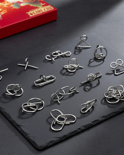 Tablefunny Challenge Your Mind! 40-in-1 Metal Puzzle Disentanglement Game Set - Classic Brain Teaser