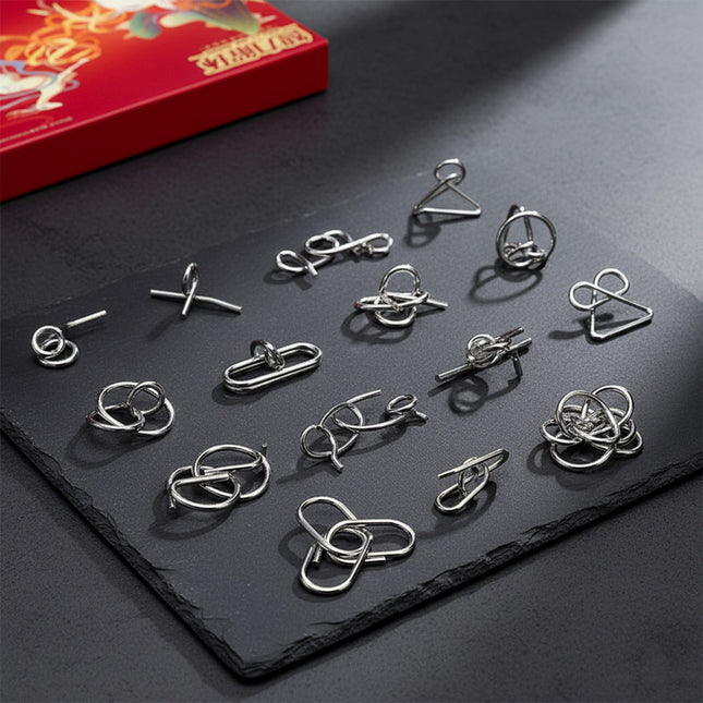 Tablefunny Challenge Your Mind! 40-in-1 Metal Puzzle Disentanglement Game Set - Classic Brain Teaser