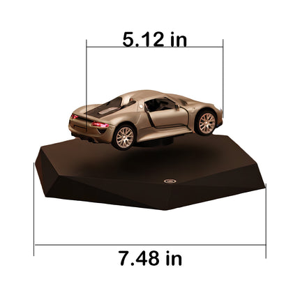 Levitating sports car model on a geometric base, an eye-catching display for car enthusiasts and a great conversation starter on any funny table. Car length 5.12 inches, base width 7.48 inches.