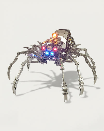 Mechanical Spider 3D Puzzle Metal Kit - A dynamic fun toy for mechanics and tech enthusiasts, this DIY-assembled tabletop spectacle features a metallic spider design with vibrant LED lights and intricate gear details. It challenges you to engineer a piece of innovation with precision. Beyond being a visually electrifying desktop ornament, it embodies a fusion of steampunk artistry and tech-forward functionality, appealing to those who love mechanical intricacy and interactive design. 