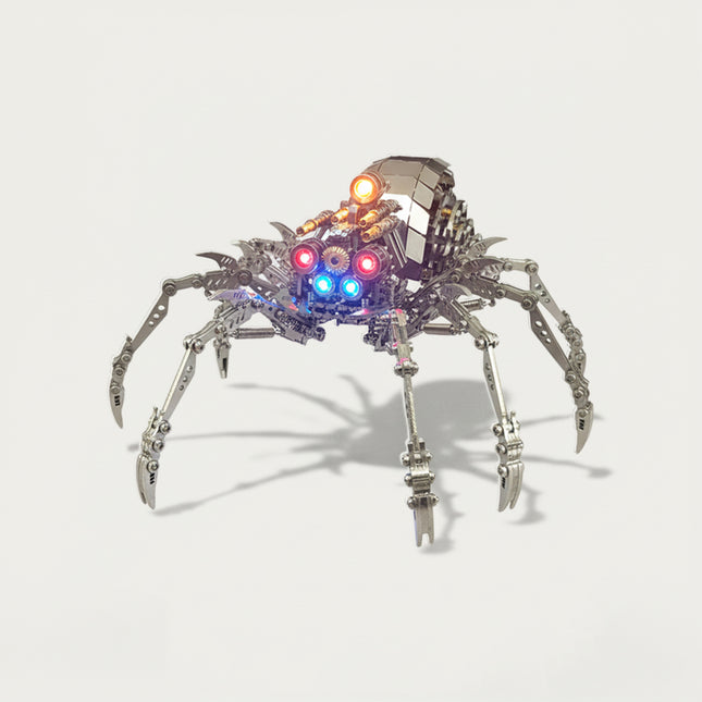Mechanical Spider 3D Puzzle Metal Kit - A dynamic fun toy for mechanics and tech enthusiasts, this DIY-assembled tabletop spectacle features a metallic spider design with vibrant LED lights and intricate gear details. It challenges you to engineer a piece of innovation with precision. Beyond being a visually electrifying desktop ornament, it embodies a fusion of steampunk artistry and tech-forward functionality, appealing to those who love mechanical intricacy and interactive design. 
