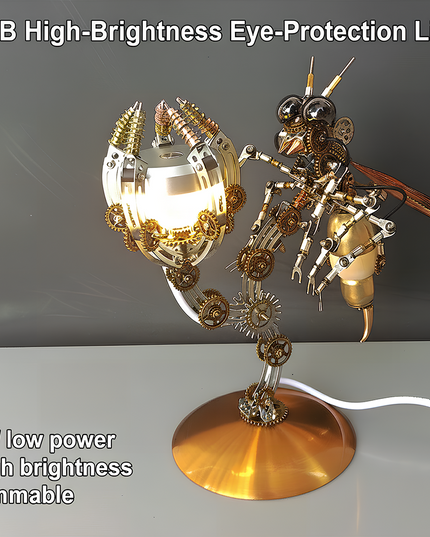 Steampunk Mechanical Wasp USB Eye-Protection Desk Lamp 3D Puzzle Metal Kit - A practical and artistic DIY toy for mechanics, design lovers, and lighting users, this self-assembled piece combines a mechanical wasp with a USB high-brightness eye-protection lamp, featuring 5W low power, high brightness, and dimmable functionality. It embodies the fusion of steampunk mechanical art and functional eye-protection lighting
