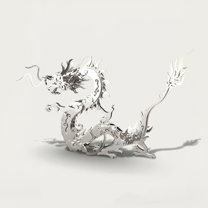 Mechanical Dragon 3D puzzle Metal Kit - A regal fun toy for mythology and craft lovers, this DIY assembled table funny piece features an intricate, mechanical dragon design. It invites you to craft a piece of majesty part by part, and the finished mechanical dragon, with its sleek silver and metallic details, becomes a dynamic desktop ornament, making it a captivating fun toy full of mythical elegance.