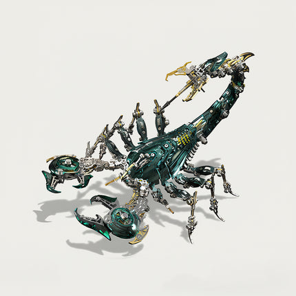 Translucent Teal & Gold Mechanical Scorpion 3D Puzzle Metal Kits - See-Through Gear DIY Metal Model with Polished Silver Accents for Luxury Funny Table Decor