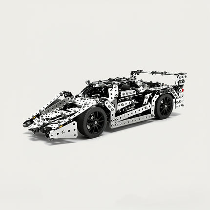 Supercar 3D puzzle Metal Kits - DIY assembled funny table metal model, sleek, intricate, and realistic sports car design with detailed mechanical components, offering fun and challenging assembly, and high-precision metal artistry for stylish desktop decoration