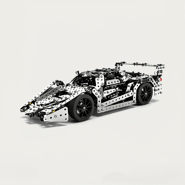 Supercar 3D puzzle Metal Kits - DIY assembled funny table metal model, sleek, intricate, and realistic sports car design with detailed mechanical components, offering fun and challenging assembly, and high-precision metal artistry for stylish desktop decoration